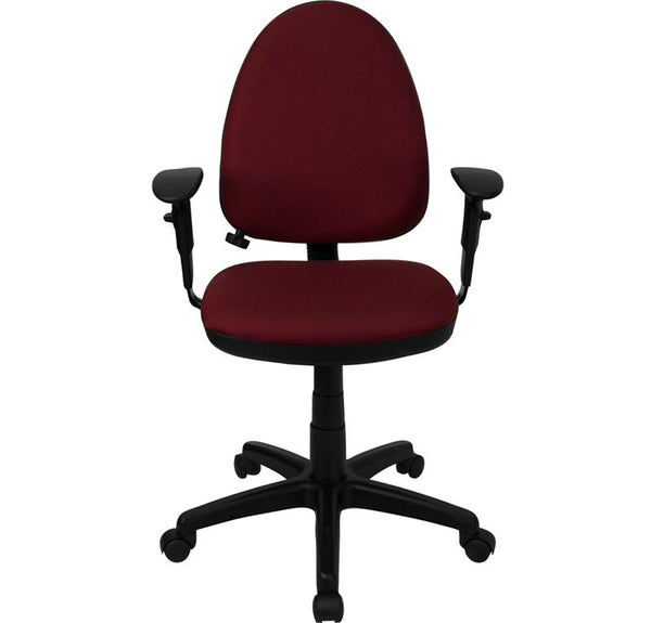 Flash Furniture Mid-Back Burgundy Fabric Multifunction Swivel Task Chair with Adjustable Lumbar Support and Adjustable Arms - WL-A654MG-BY-A-GG