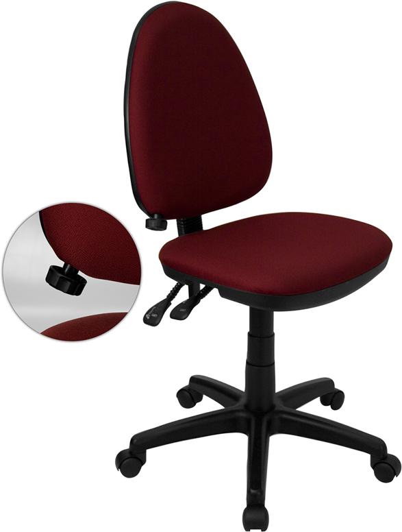 Flash Furniture Mid-Back Burgundy Fabric Multifunction Swivel Task Chair with Adjustable Lumbar Support - WL-A654MG-BY-GG