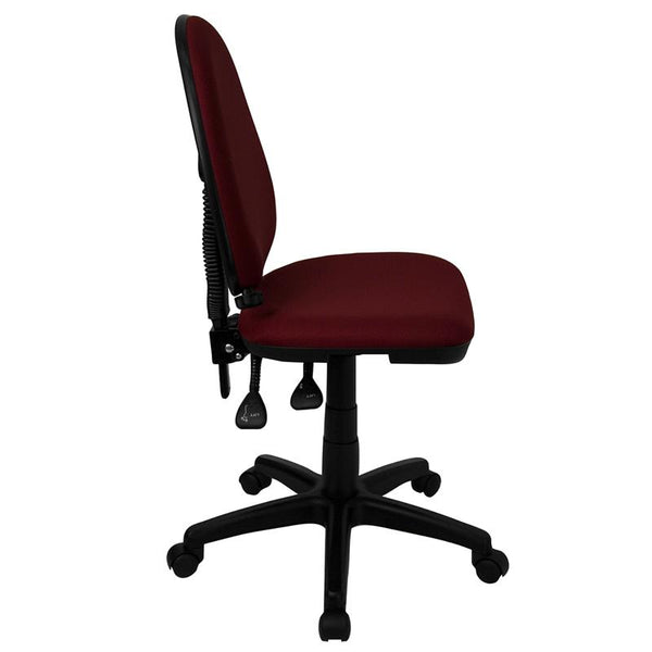 Flash Furniture Mid-Back Burgundy Fabric Multifunction Swivel Task Chair with Adjustable Lumbar Support - WL-A654MG-BY-GG