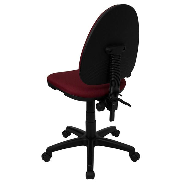 Flash Furniture Mid-Back Burgundy Fabric Multifunction Swivel Task Chair with Adjustable Lumbar Support - WL-A654MG-BY-GG