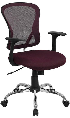 Flash Furniture Mid-Back Burgundy Mesh Swivel Task Chair with Chrome Base and Arms - H-8369F-ALL-BY-GG