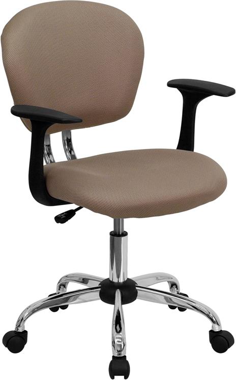 Flash Furniture Mid-Back Coffee Brown Mesh Padded Swivel Task Chair with Chrome Base and Arms - H-2376-F-COF-ARMS-GG