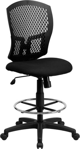 Flash Furniture Mid-Back Designer Back Drafting Chair with Fabric Seat - WL-3958SYG-BK-D-GG