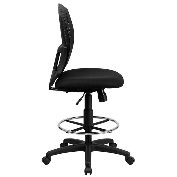 Flash Furniture Mid-Back Designer Back Drafting Chair with Fabric Seat - WL-3958SYG-BK-D-GG