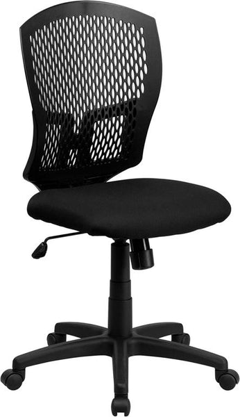 Flash Furniture Mid-Back Designer Back Swivel Task Chair with Fabric Seat - WL-3958SYG-BK-GG