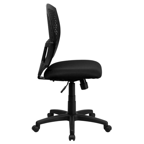 Flash Furniture Mid-Back Designer Back Swivel Task Chair with Fabric Seat - WL-3958SYG-BK-GG