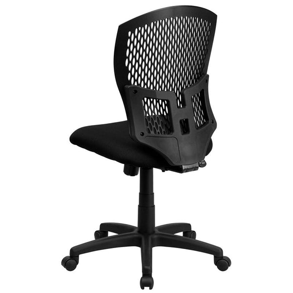 Flash Furniture Mid-Back Designer Back Swivel Task Chair with Fabric Seat - WL-3958SYG-BK-GG