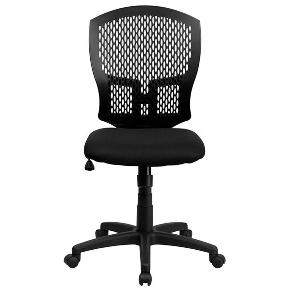 Flash Furniture Mid-Back Designer Back Swivel Task Chair with Fabric Seat - WL-3958SYG-BK-GG