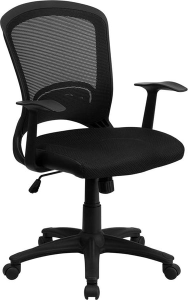 Flash Furniture Mid-Back Designer Black Mesh Swivel Task Chair with Arms - HL-0007-GG