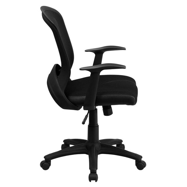 Flash Furniture Mid-Back Designer Black Mesh Swivel Task Chair with Arms - HL-0007-GG