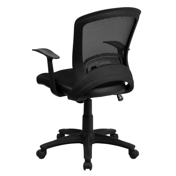 Flash Furniture Mid-Back Designer Black Mesh Swivel Task Chair with Arms - HL-0007-GG