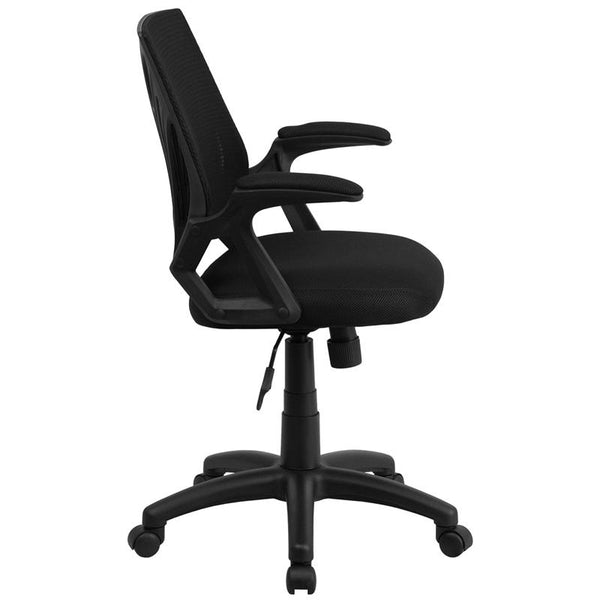 Flash Furniture Mid-Back Designer Black Mesh Swivel Task Chair with Open Arms - GO-WY-82-GG