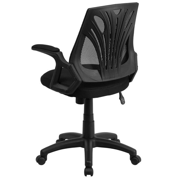 Flash Furniture Mid-Back Designer Black Mesh Swivel Task Chair with Open Arms - GO-WY-82-GG