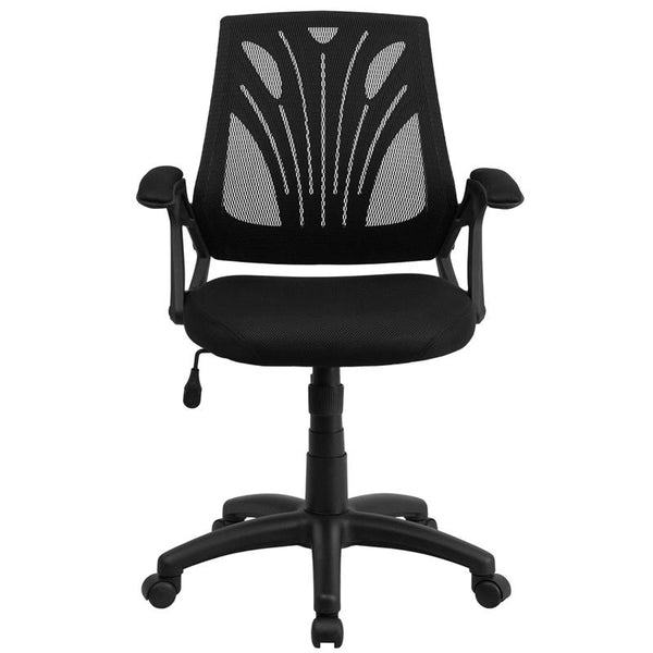 Flash Furniture Mid-Back Designer Black Mesh Swivel Task Chair with Open Arms - GO-WY-82-GG