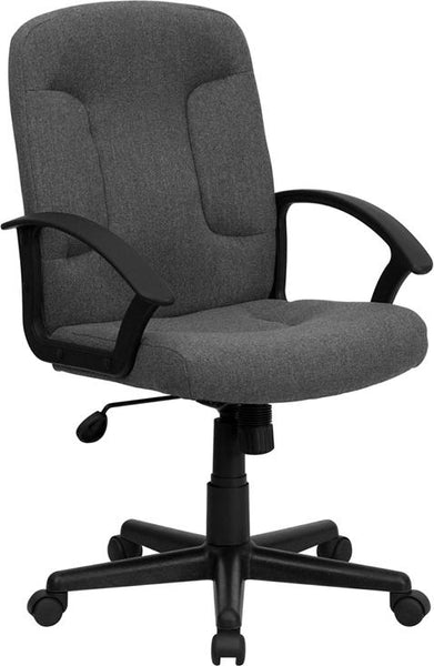 Flash Furniture Mid-Back Gray Fabric Executive Swivel Chair with Nylon Arms - GO-ST-6-GY-GG