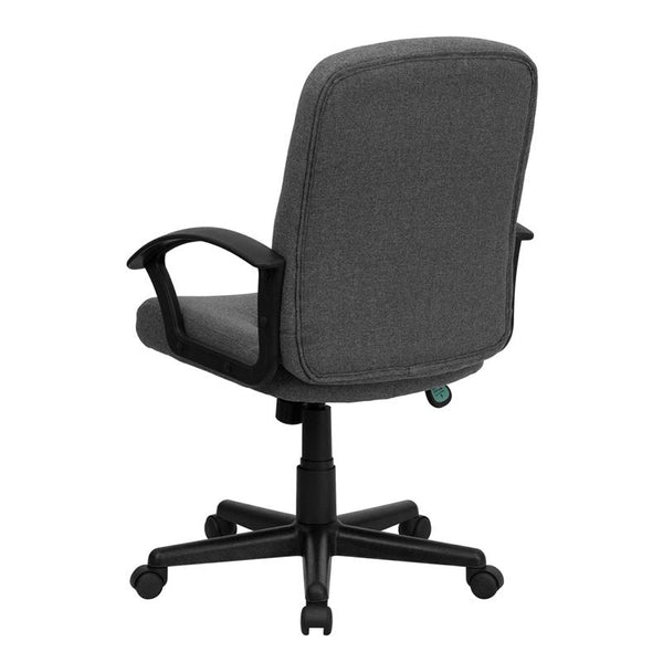 Flash Furniture Mid-Back Gray Fabric Executive Swivel Chair with Nylon Arms - GO-ST-6-GY-GG