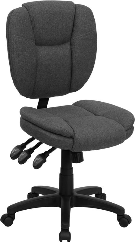 Flash Furniture Mid-Back Gray Fabric Multifunction Ergonomic Swivel Task Chair with Pillow Top Cushioning - GO-930F-GY-GG