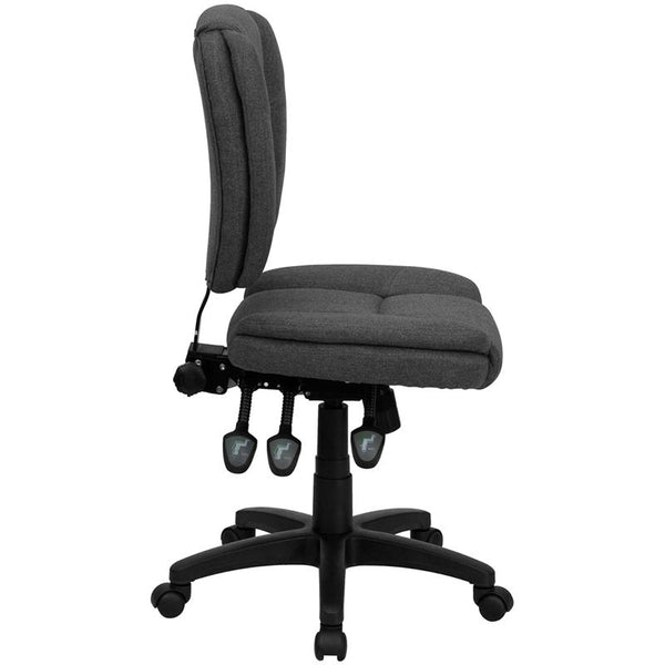 Flash Furniture Mid-Back Gray Fabric Multifunction Ergonomic Swivel Task Chair with Pillow Top Cushioning - GO-930F-GY-GG