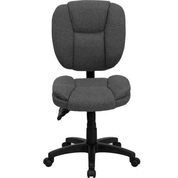 Flash Furniture Mid-Back Gray Fabric Multifunction Ergonomic Swivel Task Chair with Pillow Top Cushioning - GO-930F-GY-GG