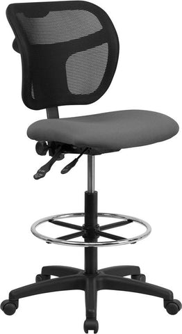 Flash Furniture Mid-Back Gray Mesh Drafting Chair with Back Height Adjustment - WL-A7671SYG-GY-D-GG