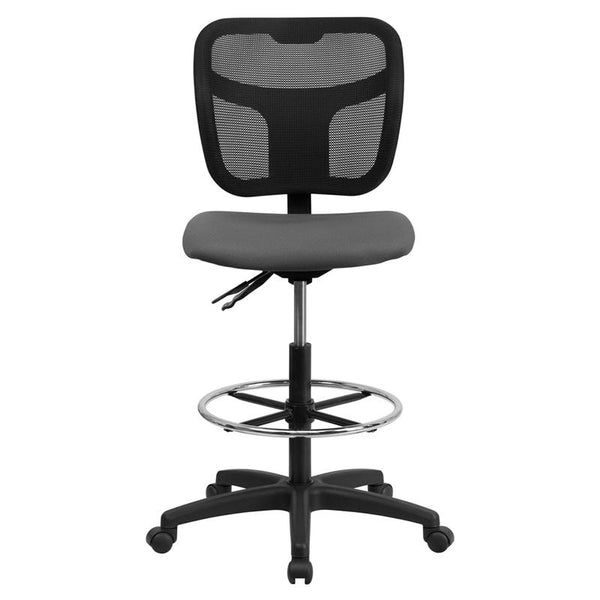 Flash Furniture Mid-Back Gray Mesh Drafting Chair with Back Height Adjustment - WL-A7671SYG-GY-D-GG