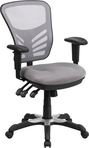 Flash Furniture Mid-Back Gray Mesh Multifunction Executive Swivel Chair with Adjustable Arms - HL-0001-GY-GG