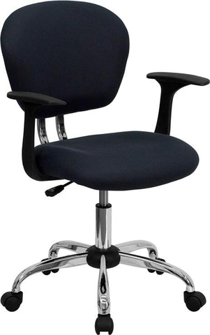 Flash Furniture Mid-Back Gray Mesh Padded Swivel Task Chair with Chrome Base and Arms - H-2376-F-GY-ARMS-GG