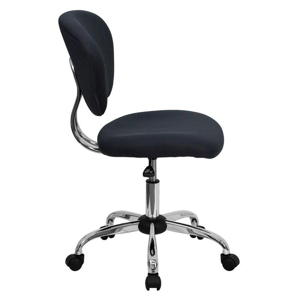 Flash Furniture Mid-Back Gray Mesh Padded Swivel Task Chair with Chrome Base - H-2376-F-GY-GG
