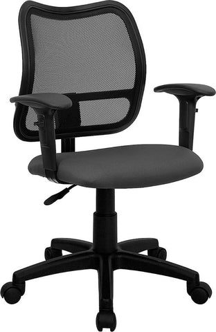 Flash Furniture Mid-Back Gray Mesh Swivel Task Chair with Adjustable Arms - WL-A277-GY-A-GG