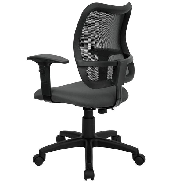 Flash Furniture Mid-Back Gray Mesh Swivel Task Chair with Adjustable Arms - WL-A277-GY-A-GG