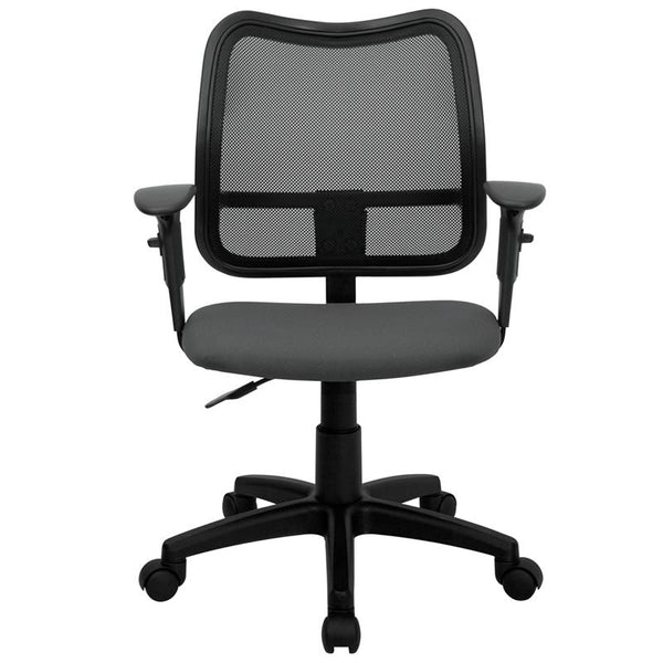 Flash Furniture Mid-Back Gray Mesh Swivel Task Chair with Adjustable Arms - WL-A277-GY-A-GG