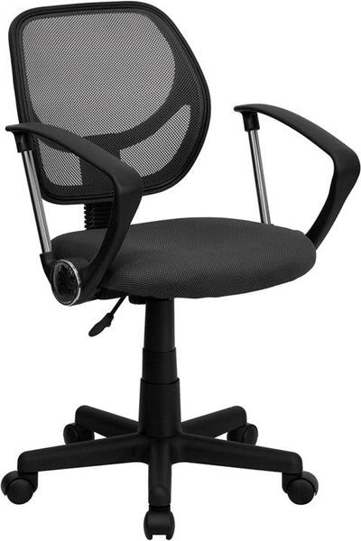 Flash Furniture Mid-Back Gray Mesh Swivel Task Chair with Arms - WA-3074-GY-A-GG