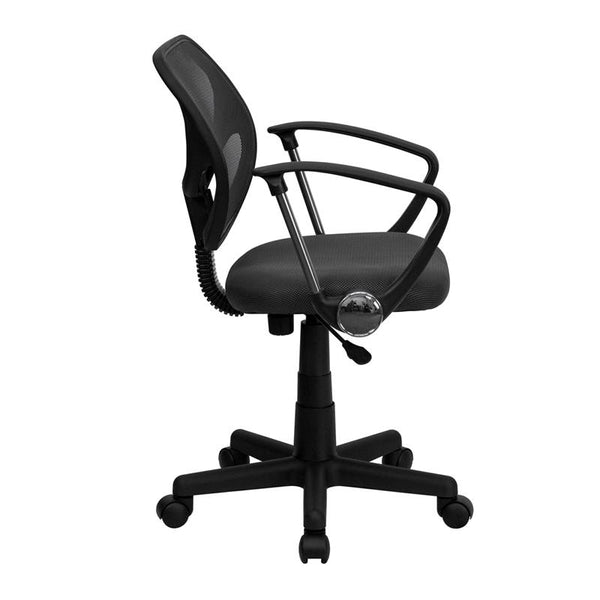 Flash Furniture Mid-Back Gray Mesh Swivel Task Chair with Arms - WA-3074-GY-A-GG