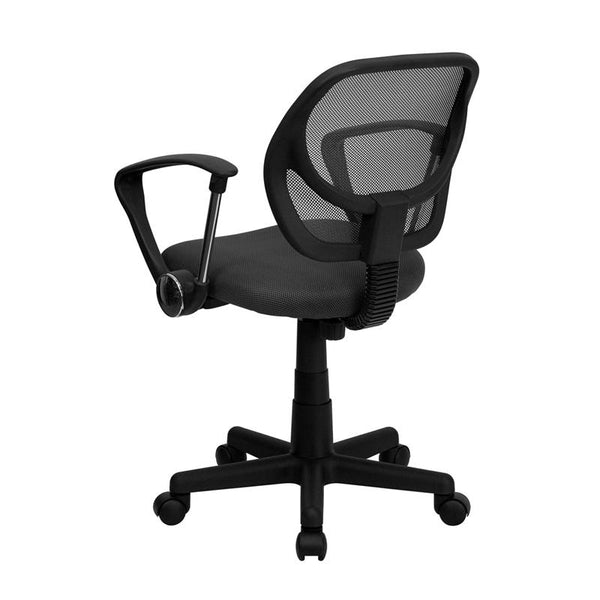 Flash Furniture Mid-Back Gray Mesh Swivel Task Chair with Arms - WA-3074-GY-A-GG