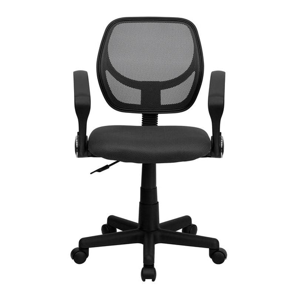 Flash Furniture Mid-Back Gray Mesh Swivel Task Chair with Arms - WA-3074-GY-A-GG