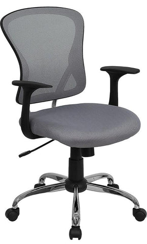 Flash Furniture Mid-Back Gray Mesh Swivel Task Chair with Chrome Base and Arms - H-8369F-GY-GG