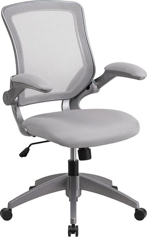 Flash Furniture Mid-Back Gray Mesh Swivel Task Chair with Gray Frame and Flip-Up Arms - BL-ZP-8805-GY-GG