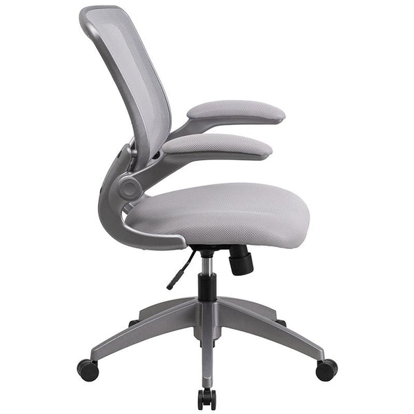 Flash Furniture Mid-Back Gray Mesh Swivel Task Chair with Gray Frame and Flip-Up Arms - BL-ZP-8805-GY-GG