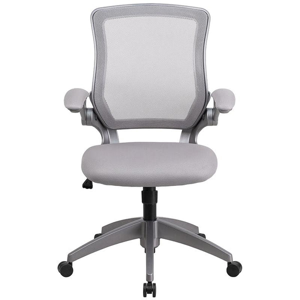 Flash Furniture Mid-Back Gray Mesh Swivel Task Chair with Gray Frame and Flip-Up Arms - BL-ZP-8805-GY-GG