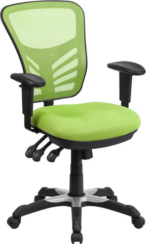 Flash Furniture Mid-Back Green Mesh Multifunction Executive Swivel Chair with Adjustable Arms - HL-0001-GN-GG