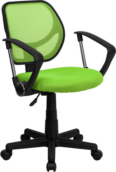 Flash Furniture Mid-Back Green Mesh Swivel Task Chair with Arms - WA-3074-GN-A-GG