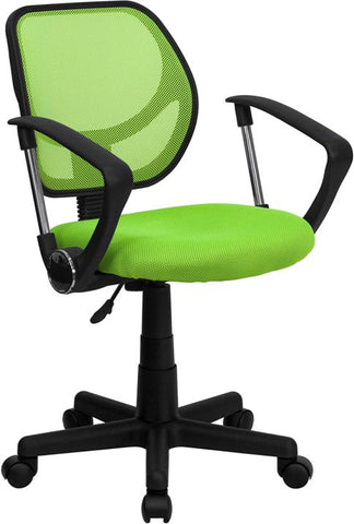 Flash Furniture Mid-Back Green Mesh Swivel Task Chair with Arms - WA-3074-GN-A-GG