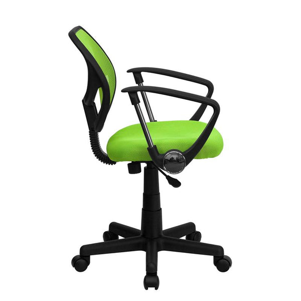 Flash Furniture Mid-Back Green Mesh Swivel Task Chair with Arms - WA-3074-GN-A-GG