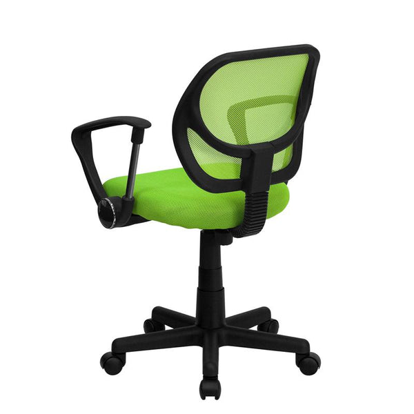 Flash Furniture Mid-Back Green Mesh Swivel Task Chair with Arms - WA-3074-GN-A-GG