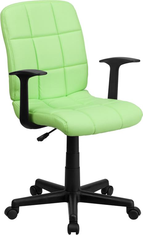 Flash Furniture Mid-Back Green Quilted Vinyl Swivel Task Chair with Arms - GO-1691-1-GREEN-A-GG