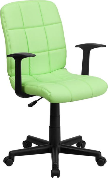 Flash Furniture Mid-Back Green Quilted Vinyl Swivel Task Chair with Arms - GO-1691-1-GREEN-A-GG