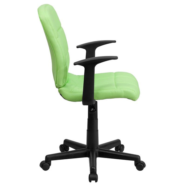 Flash Furniture Mid-Back Green Quilted Vinyl Swivel Task Chair with Arms - GO-1691-1-GREEN-A-GG