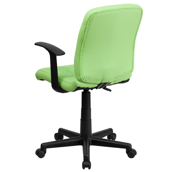 Flash Furniture Mid-Back Green Quilted Vinyl Swivel Task Chair with Arms - GO-1691-1-GREEN-A-GG