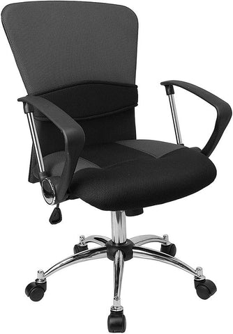 Flash Furniture Mid-Back Grey Mesh Swivel Task Chair with Adjustable Lumbar Support and Arms - LF-W23-GREY-GG