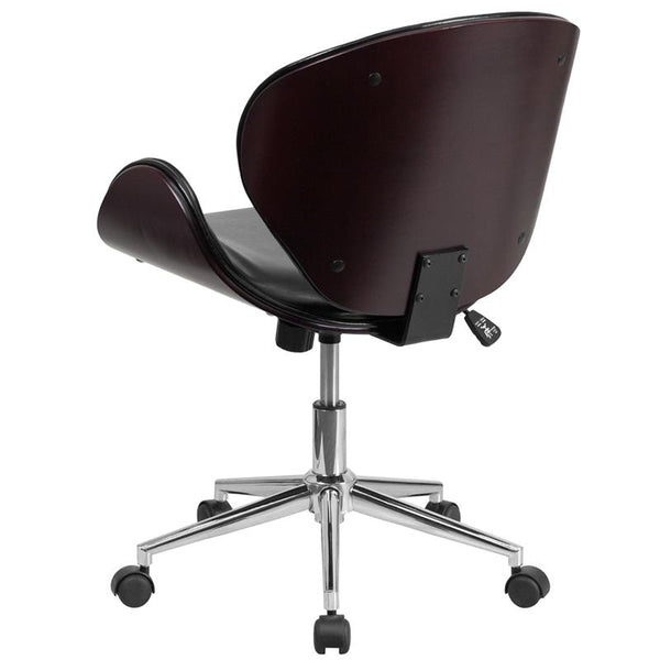 Flash Furniture Mid-Back Mahogany Wood Swivel Conference Chair in Black Leather - SD-SDM-2240-5-MAH-BK-GG